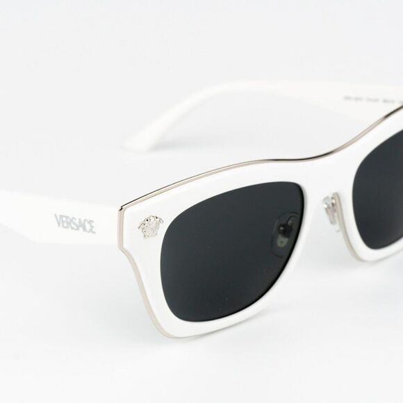 NEW Versace VE2272 314/87 White Dark Grey Square Women Sunglasses - Picture 7 of 11